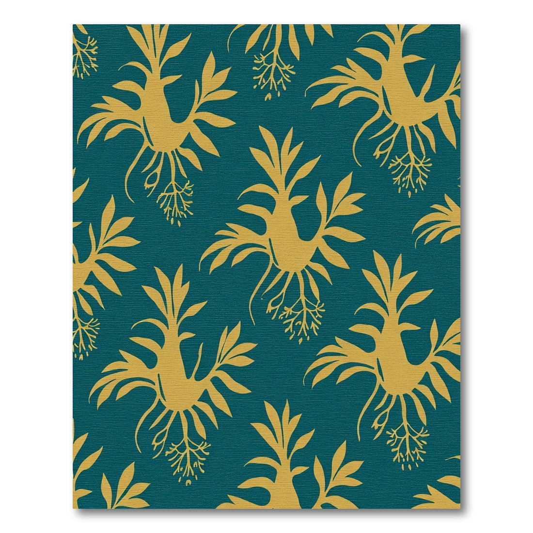 Golden Teal Botanical Art Rug