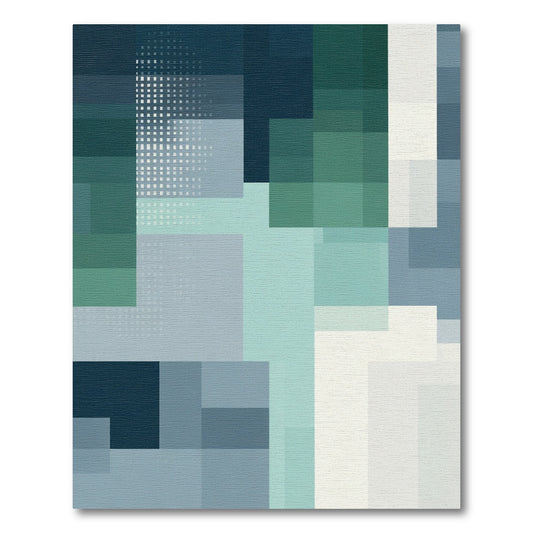 Cool Tones Geometric Overlay Rug