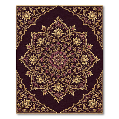Rich Plum and Gold Floral Medallion Rug