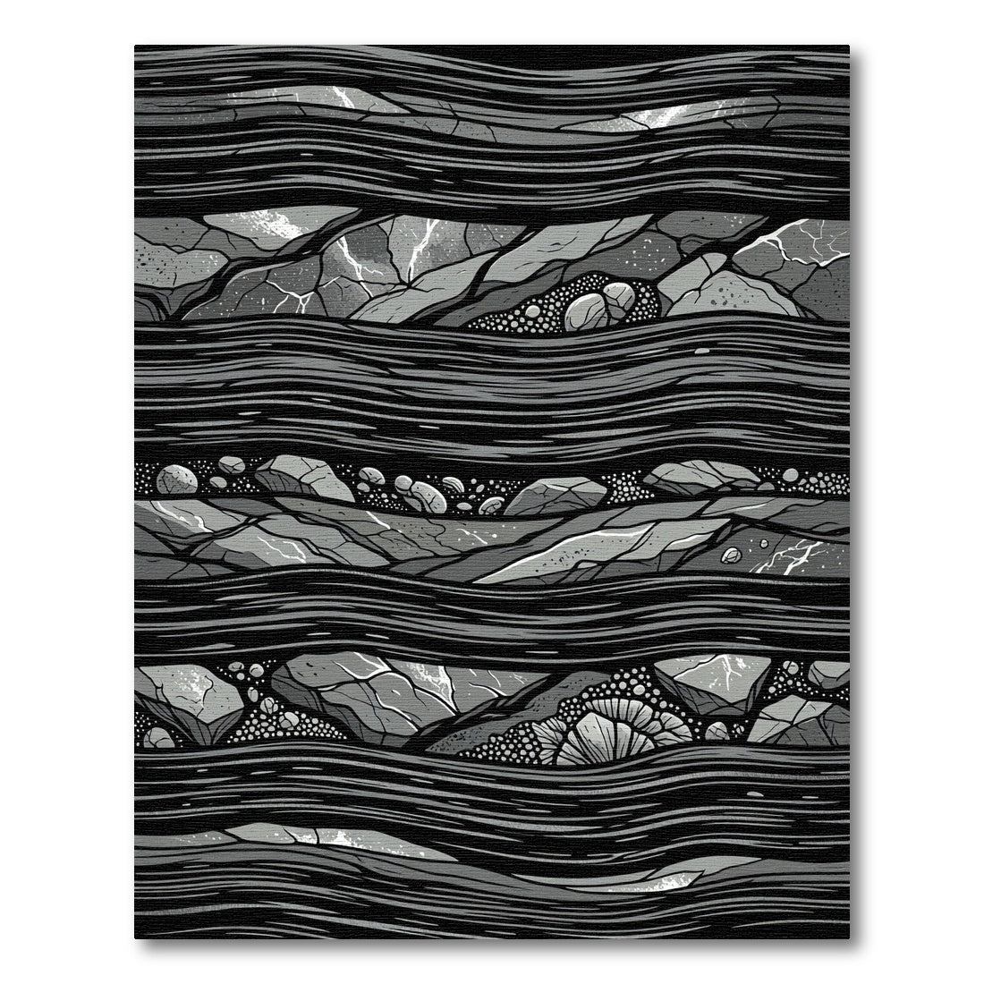 Monochrome Rock Vein Linear Rug