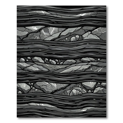 Monochrome Rock Vein Linear Rug