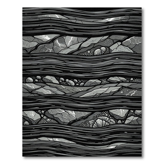 Monochrome Rock Vein Linear Rug