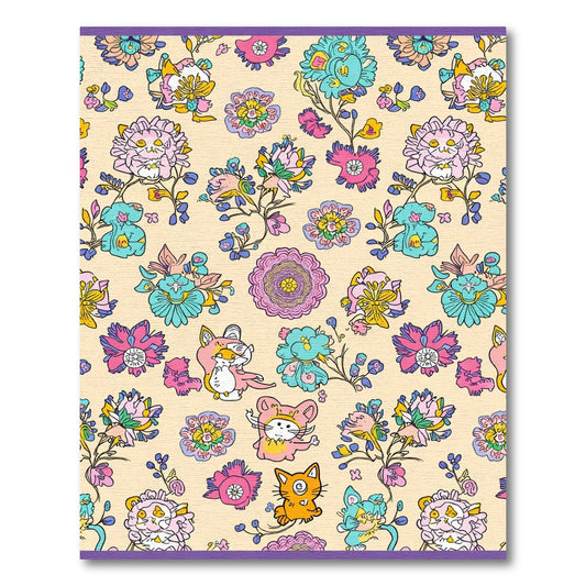 Whimsical Pastel Floral Animal Collage Rug