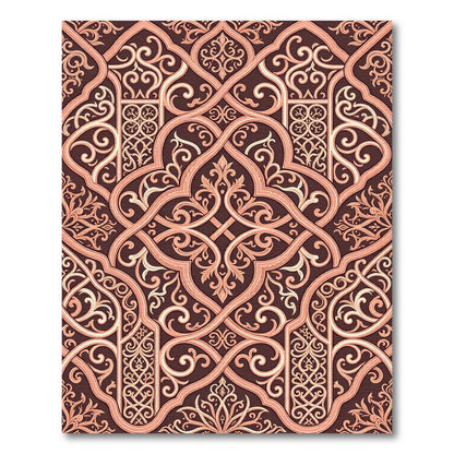 Ornamental Copper Damask Scroll Interlace Rug