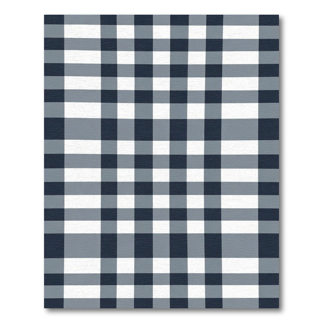 Classic Navy And Gray Gingham Rug