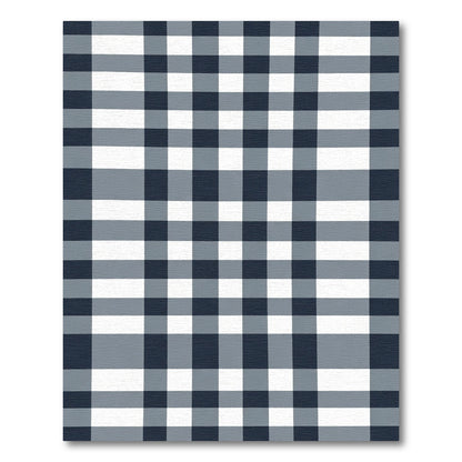 Classic Navy And Gray Gingham Rug