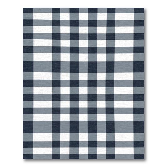 Classic Navy And Gray Gingham Rug