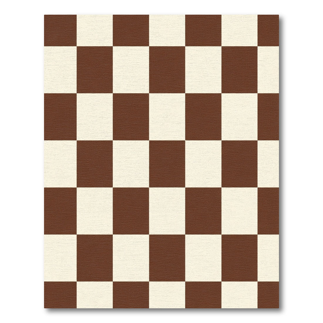 Brown Cream Checkerboard Grid Rug