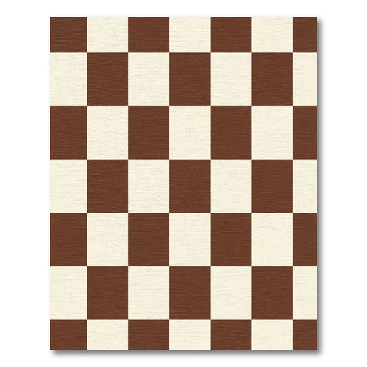 Brown Cream Checkerboard Grid Rug