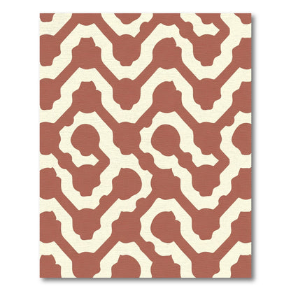 Terra Cotta Abstract Link Maze Rug