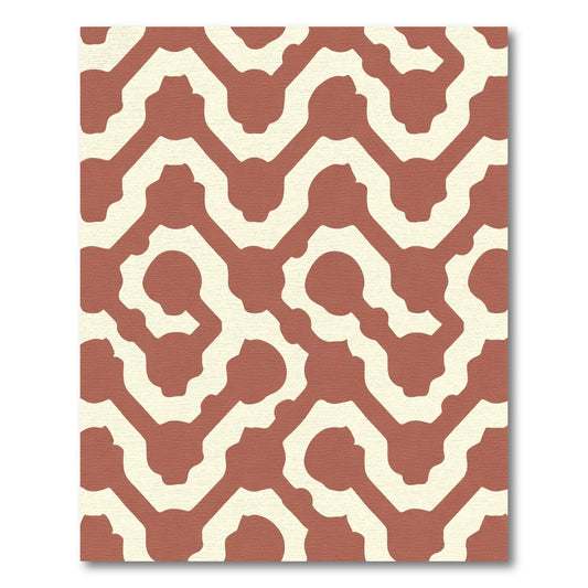 Terra Cotta Abstract Link Maze Rug