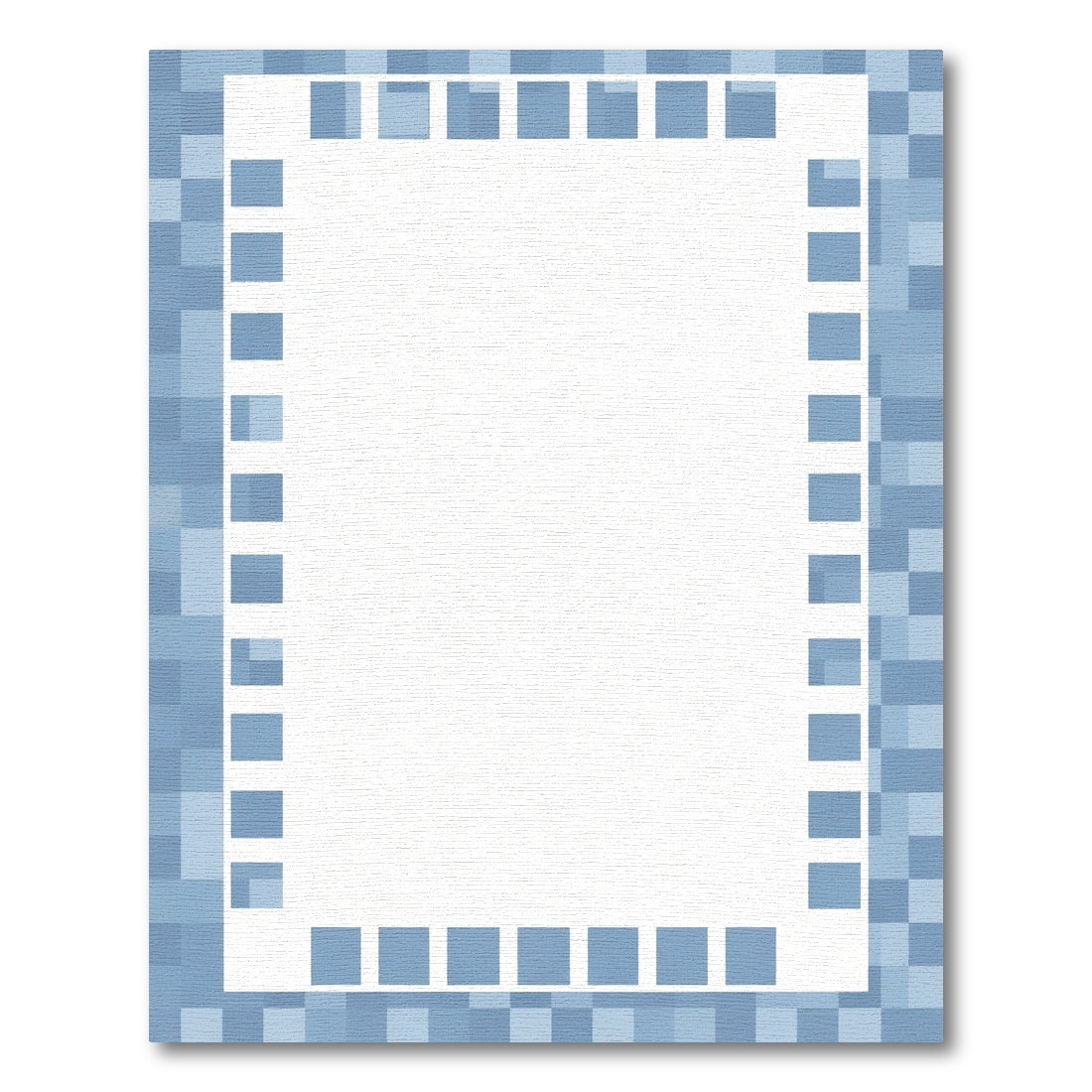 Soft Blue Pixelated Geometric Border Rug