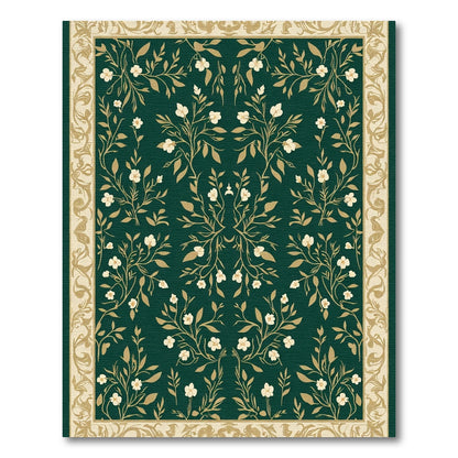 Elegant Cream Blossom Vine Border Rug