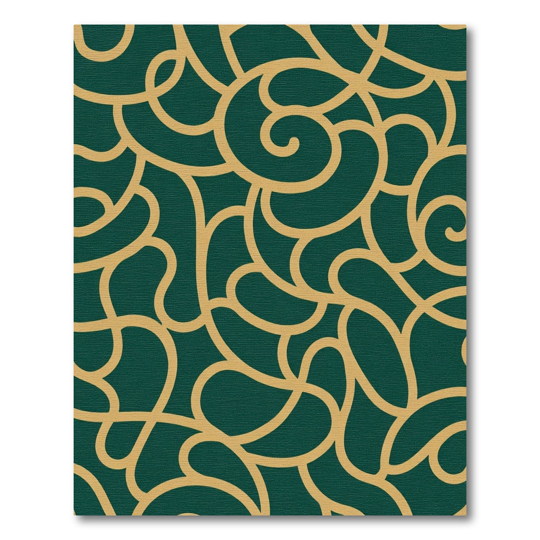 Emerald Gold Abstract Swirls Rug