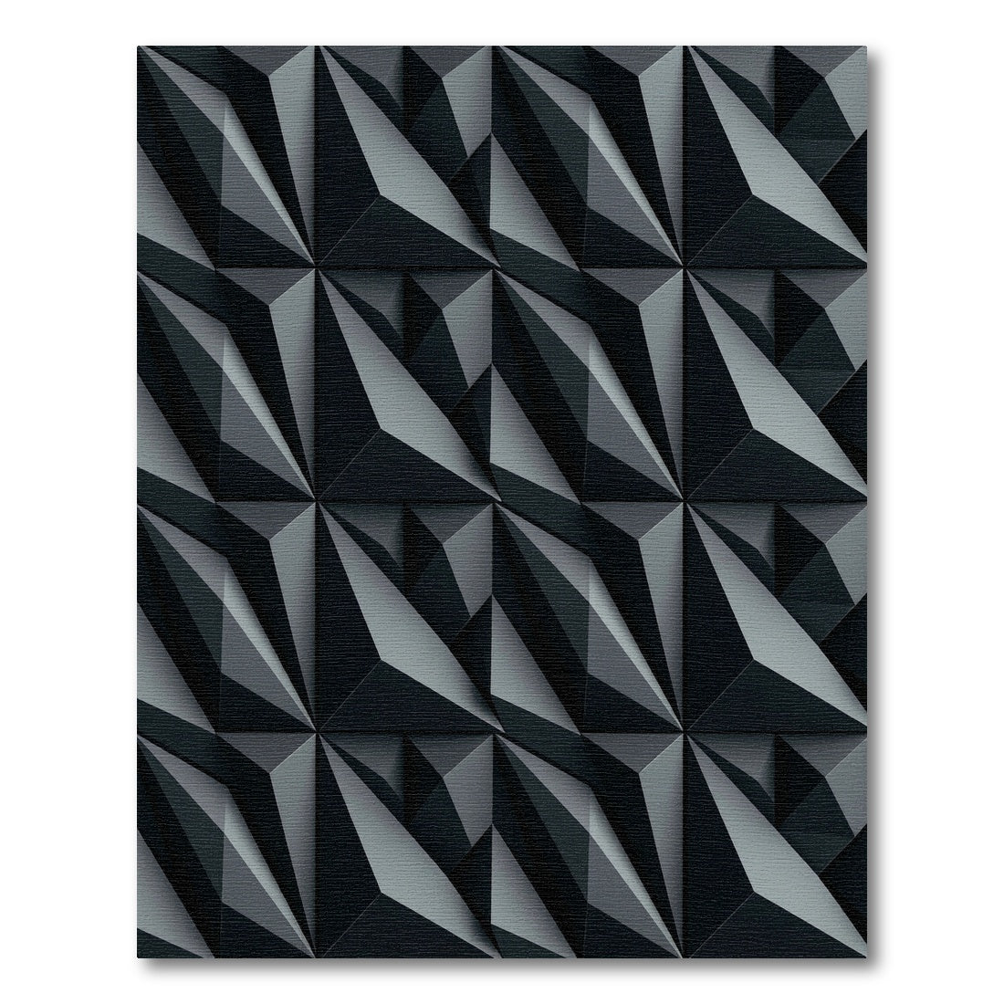 Charcoal Gray Geometric Facet Rug