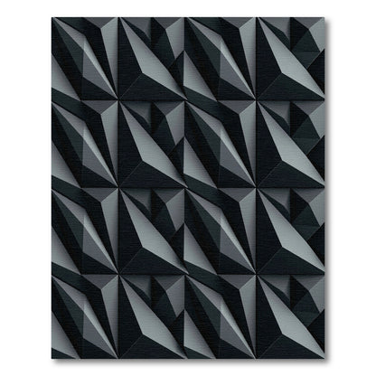 Charcoal Gray Geometric Facet Rug
