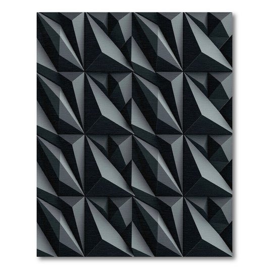 Charcoal Gray Geometric Facet Rug