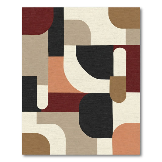 Geometric Abstract Earth Tone Shapes Blend Rug