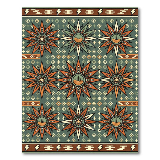 Terracotta Desert Star Southwestern Earthy Rug