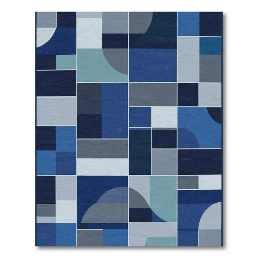 Modern Blue Contemporary Geometric Shapes Rug