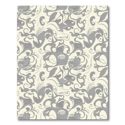 Elegant Gray Ivory Swirl Floral Rug