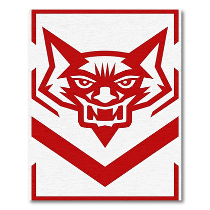 Bold Red Fierce Wolf Head Rug