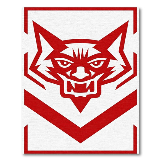 Bold Red Fierce Wolf Head Rug