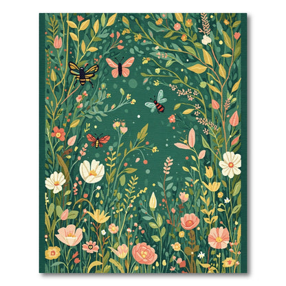 Whimsical Garden Butterflies Bushes Rug