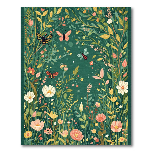 Whimsical Garden Butterflies Bushes Rug