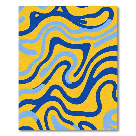 Bold Blue Yellow Swirls Rug