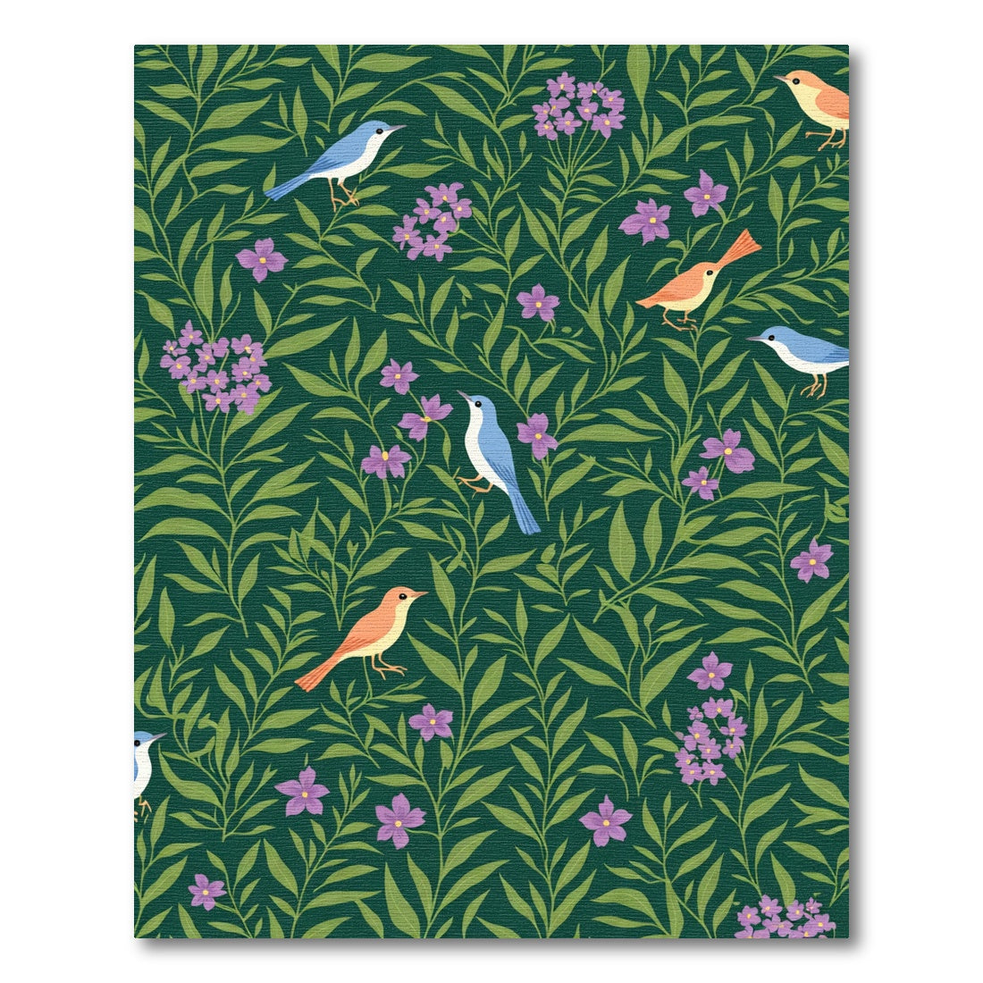 Whimsical Birds Amidst Greenery and Lilac Blooms Rug