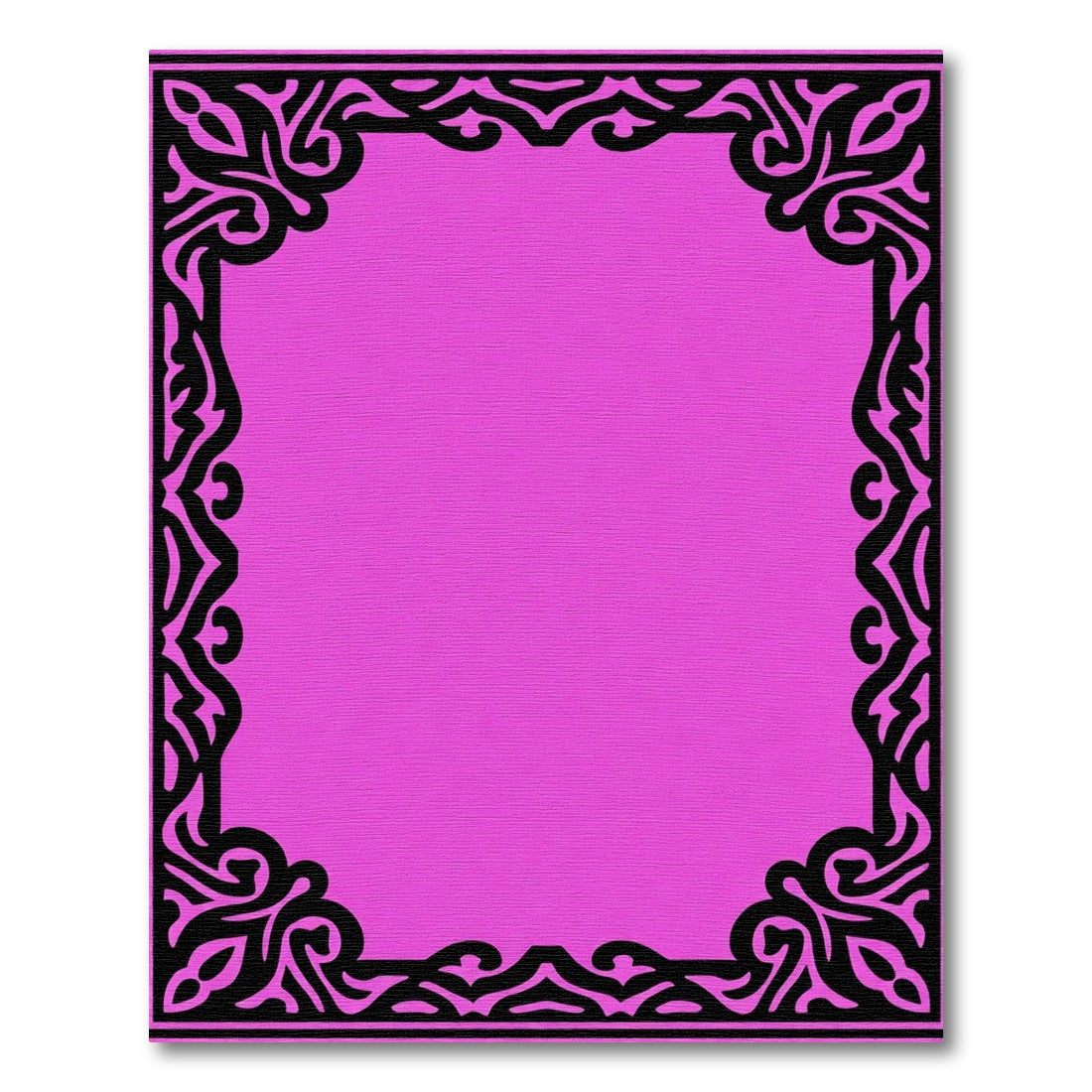 Vibrant Pink Scrollwork Border Rug