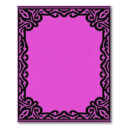 Vibrant Pink Scrollwork Border Rug