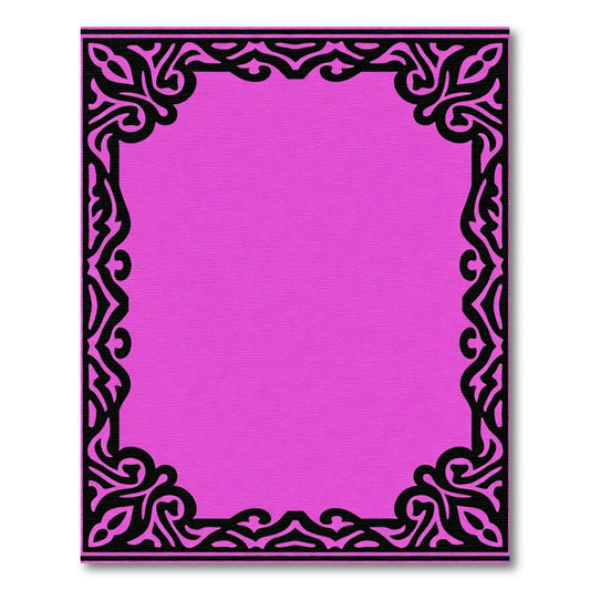 Vibrant Pink Scrollwork Border Rug