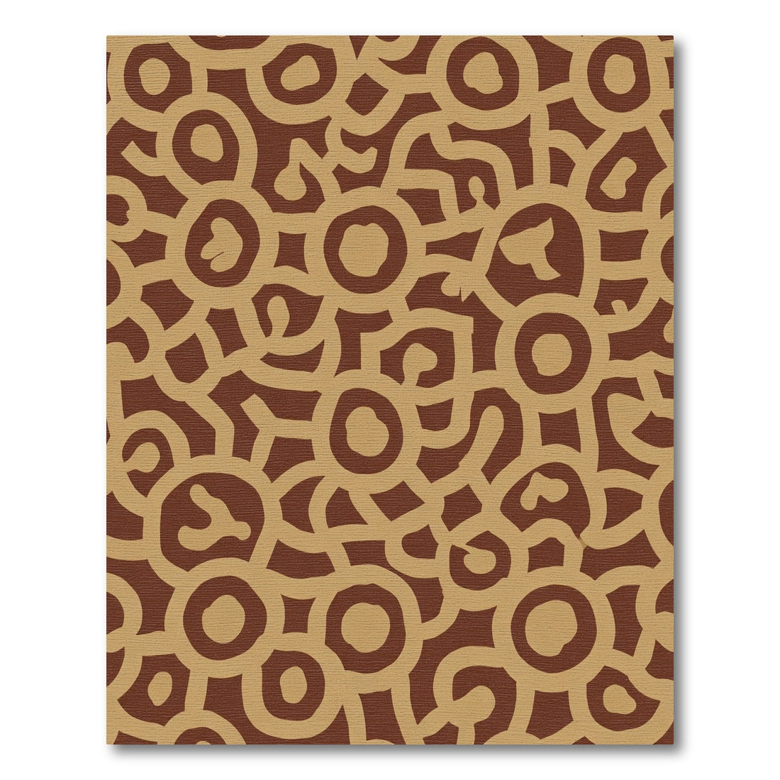 Brown Beige Organic Circles Abstract Rug