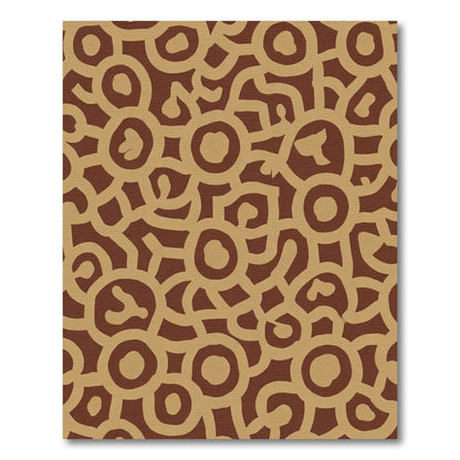 Brown Beige Organic Circles Abstract Rug