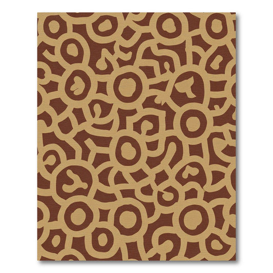 Brown Beige Organic Circles Abstract Rug