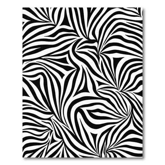 Bold Black White Wavy Stripe Rug