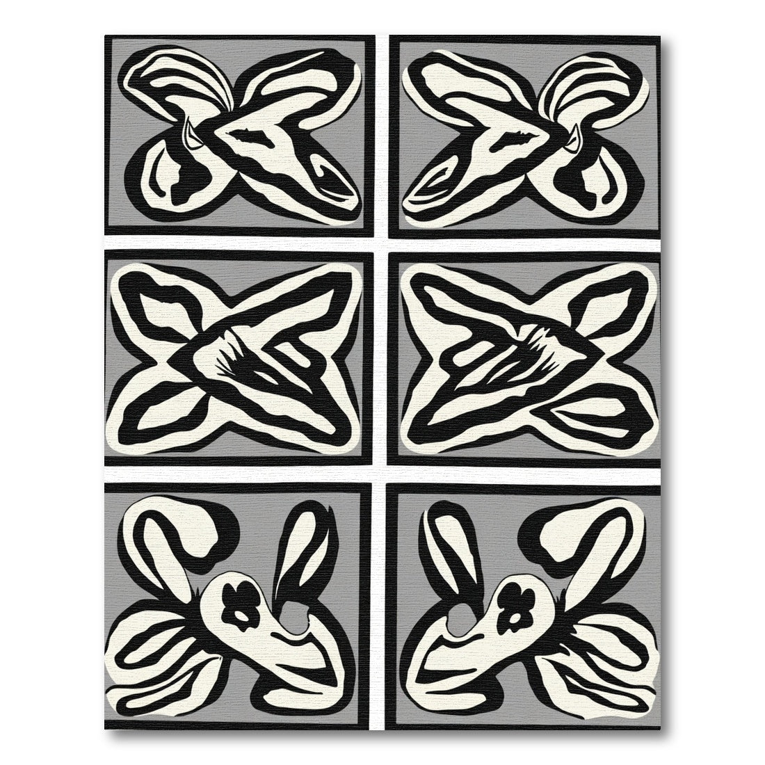 Gray Abstract Floral Panels Rug
