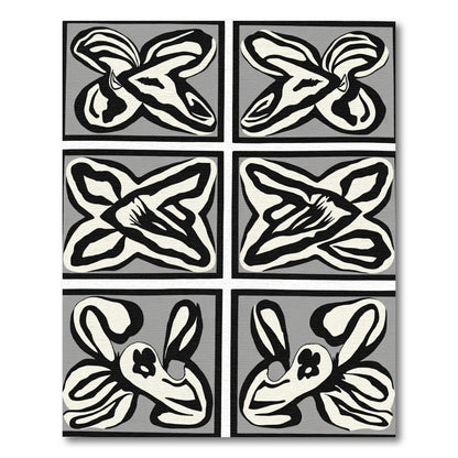 Gray Abstract Floral Panels Rug