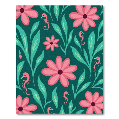 Pink Seahorse Floral Charm Rug
