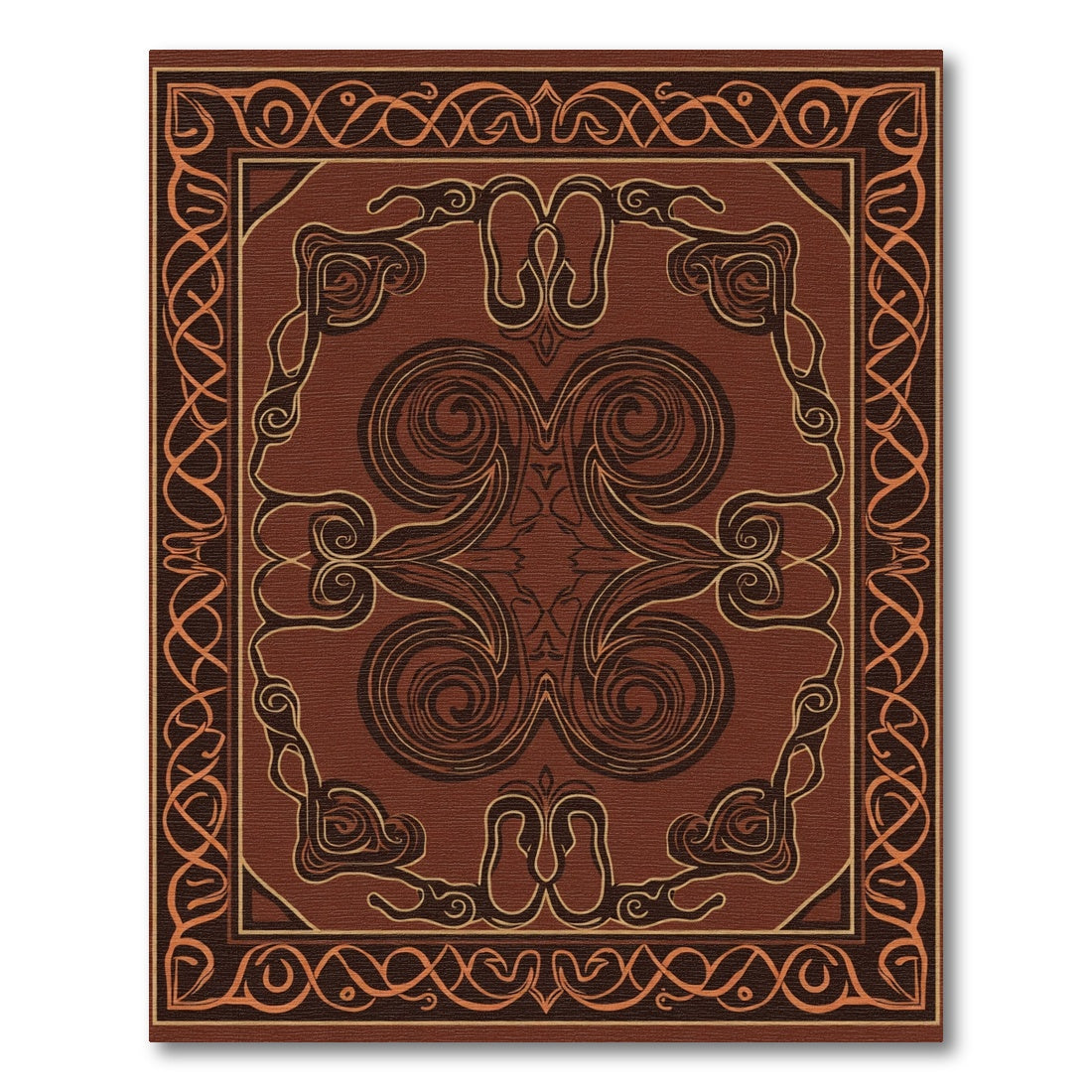 Chocolate And Amber Swirl Border Rug