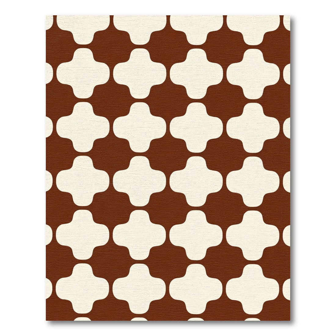 Brown Cream Quatrefoil Geometric Rug