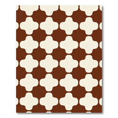 Brown Cream Quatrefoil Geometric Rug