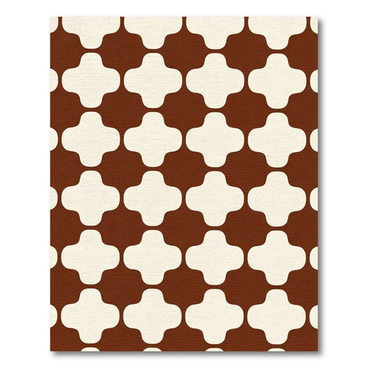 Brown Cream Quatrefoil Geometric Rug