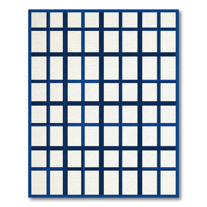 Navy and Cream Linear Grid Composition Rug