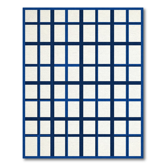 Navy and Cream Linear Grid Composition Rug