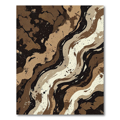 Earthy Tones Splatter Organic Waves Rug