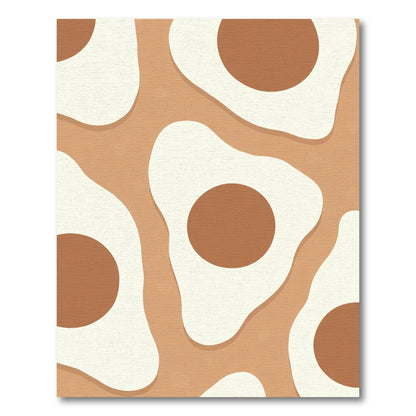 Abstract Brown and Cream Fried Egg Rug