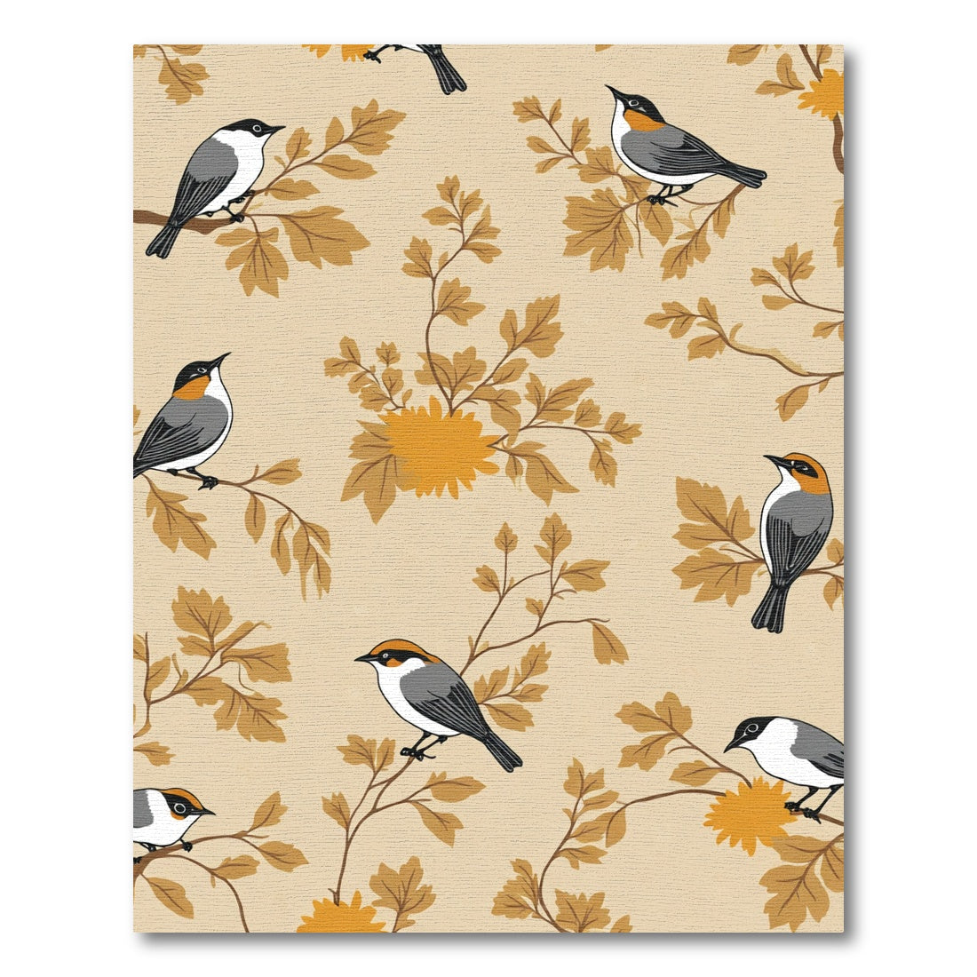 Amber Birds on Golden Branches Rug